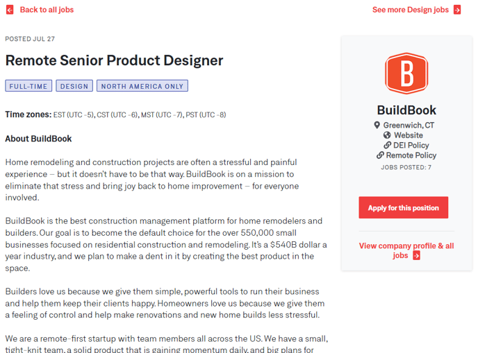 a job listing at we work remotely