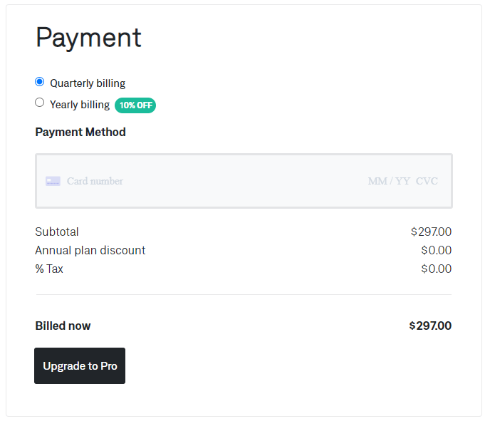 payment details in subscription account